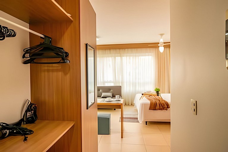 Studio com conforto e estrutura no Saint Morritz