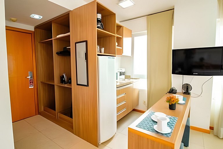 Studio com conforto e estrutura no Saint Morritz