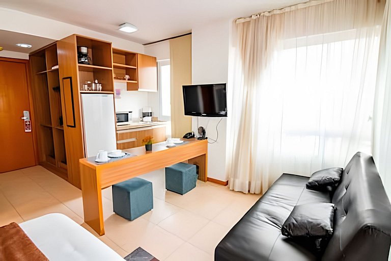 Studio com conforto e estrutura no Saint Morritz