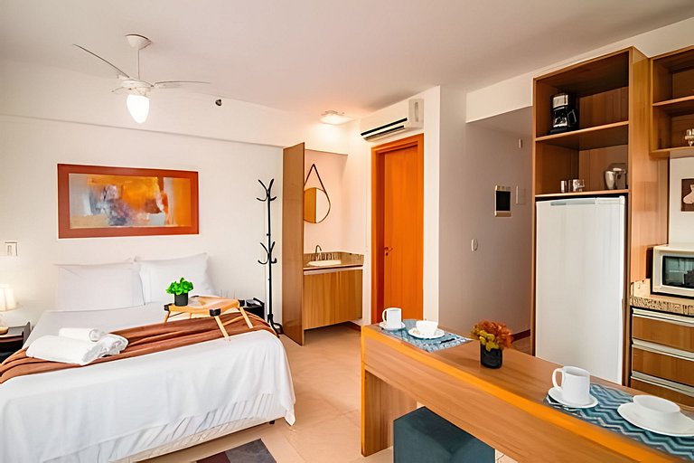 Studio com conforto e estrutura no Saint Morritz