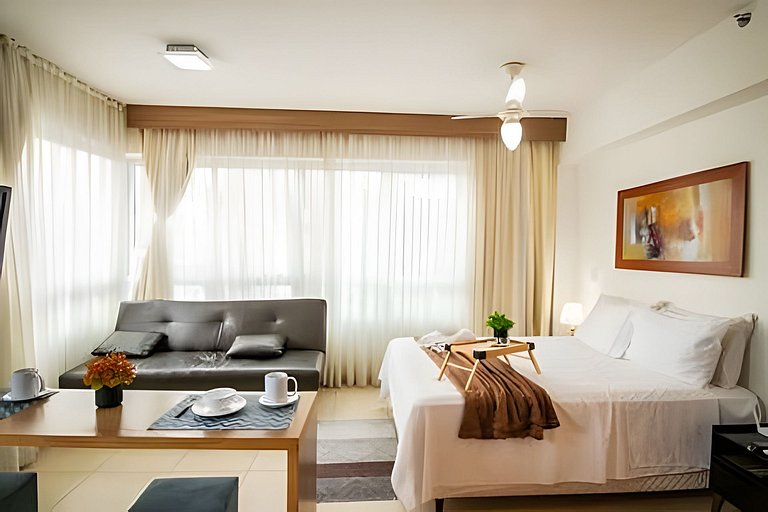 Studio com conforto e estrutura no Saint Morritz