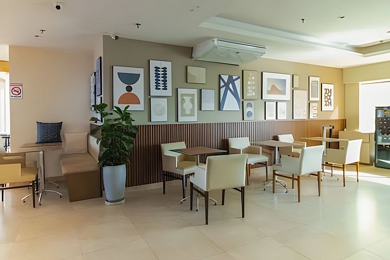 Studio com conforto e estrutura no Saint Morritz