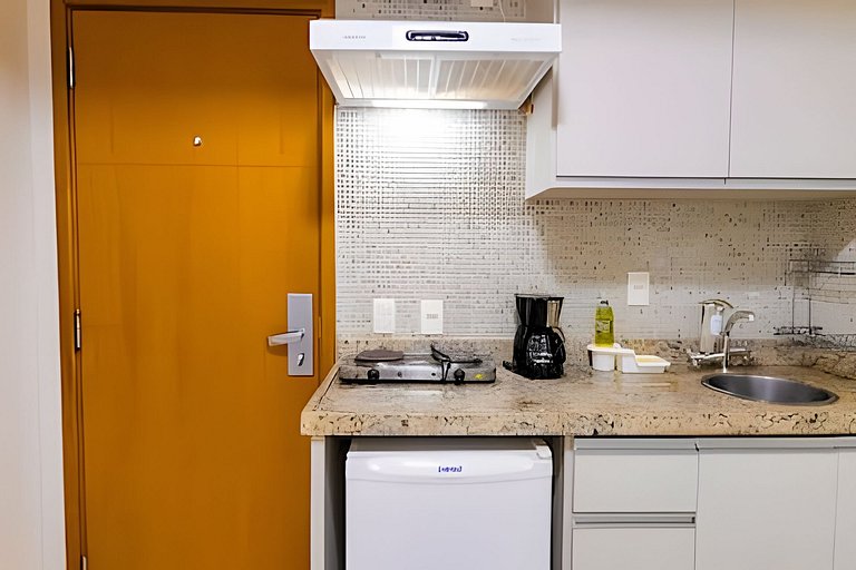 Apto p/3 pessoas com cooktop no Saint Moritz